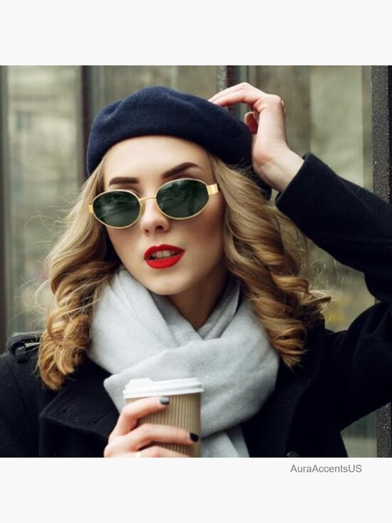 Polarized Oval Sunglasses for Women Retro Gold Frame UV400 Protection Small